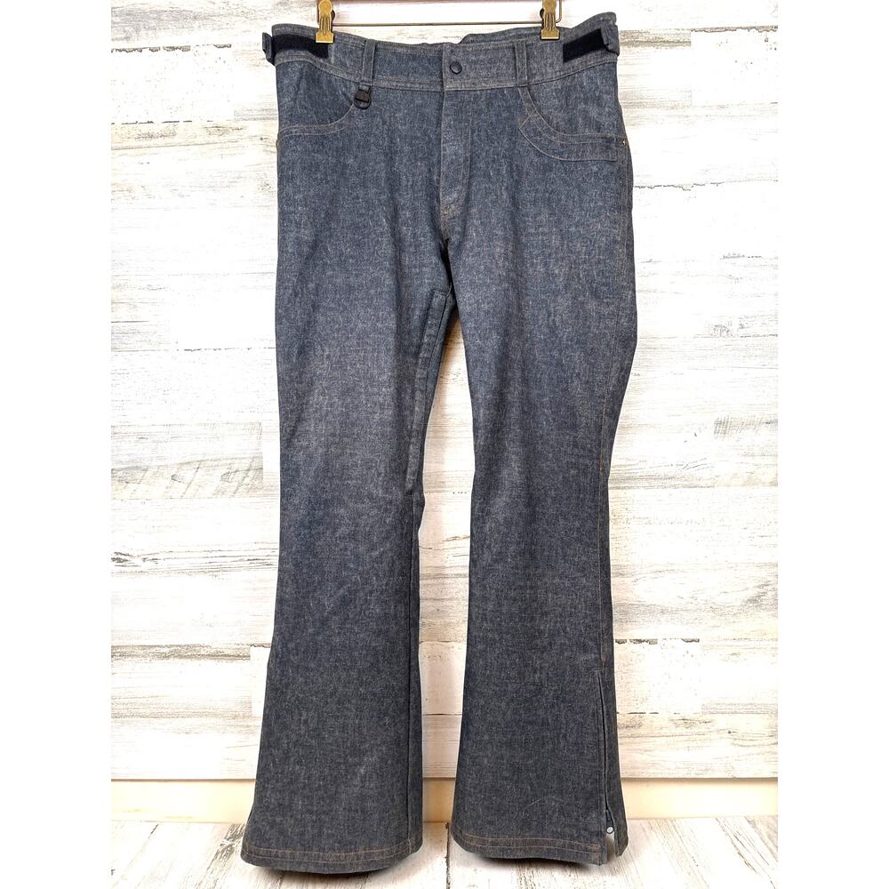 Boulder Gear Mens L Blue Faux Denim Kodiak Side Zip Ski Pants Weatherproof NEW